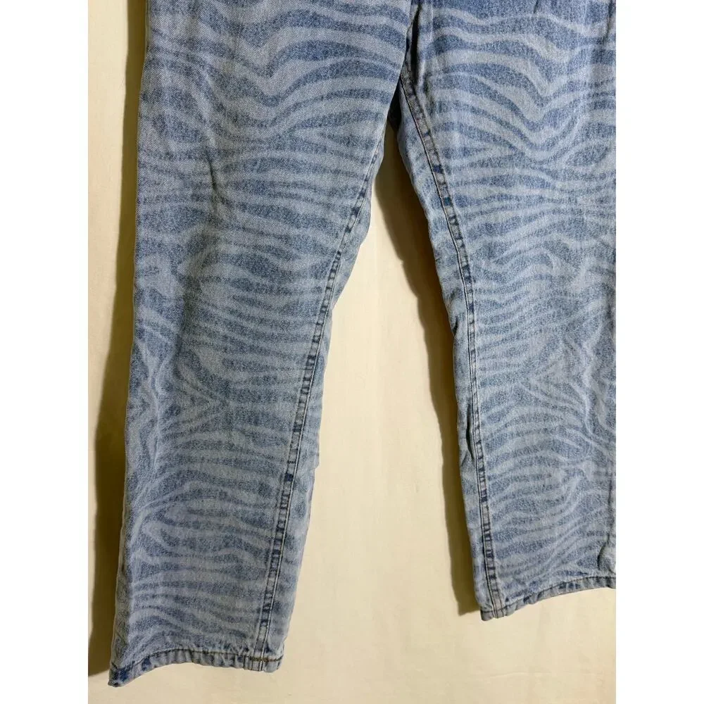 Vintage CKLass Zebra Print Acid Wash Jeans Size 9 Blue High Rise Mom Jeans 90s - Picture 3 of 6